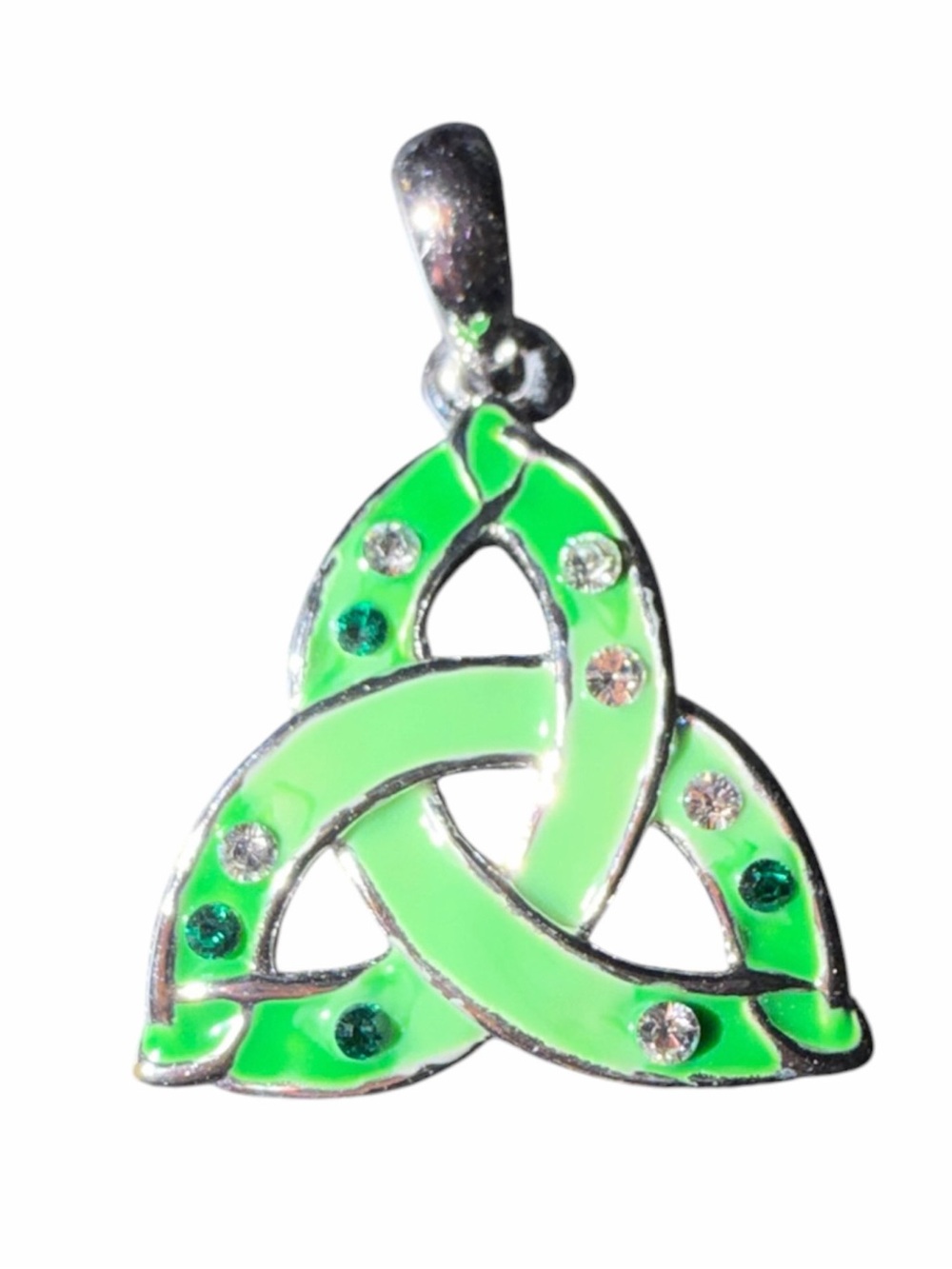 Authentic Solvar Ireland Green Enamel Trinity Knot pendant